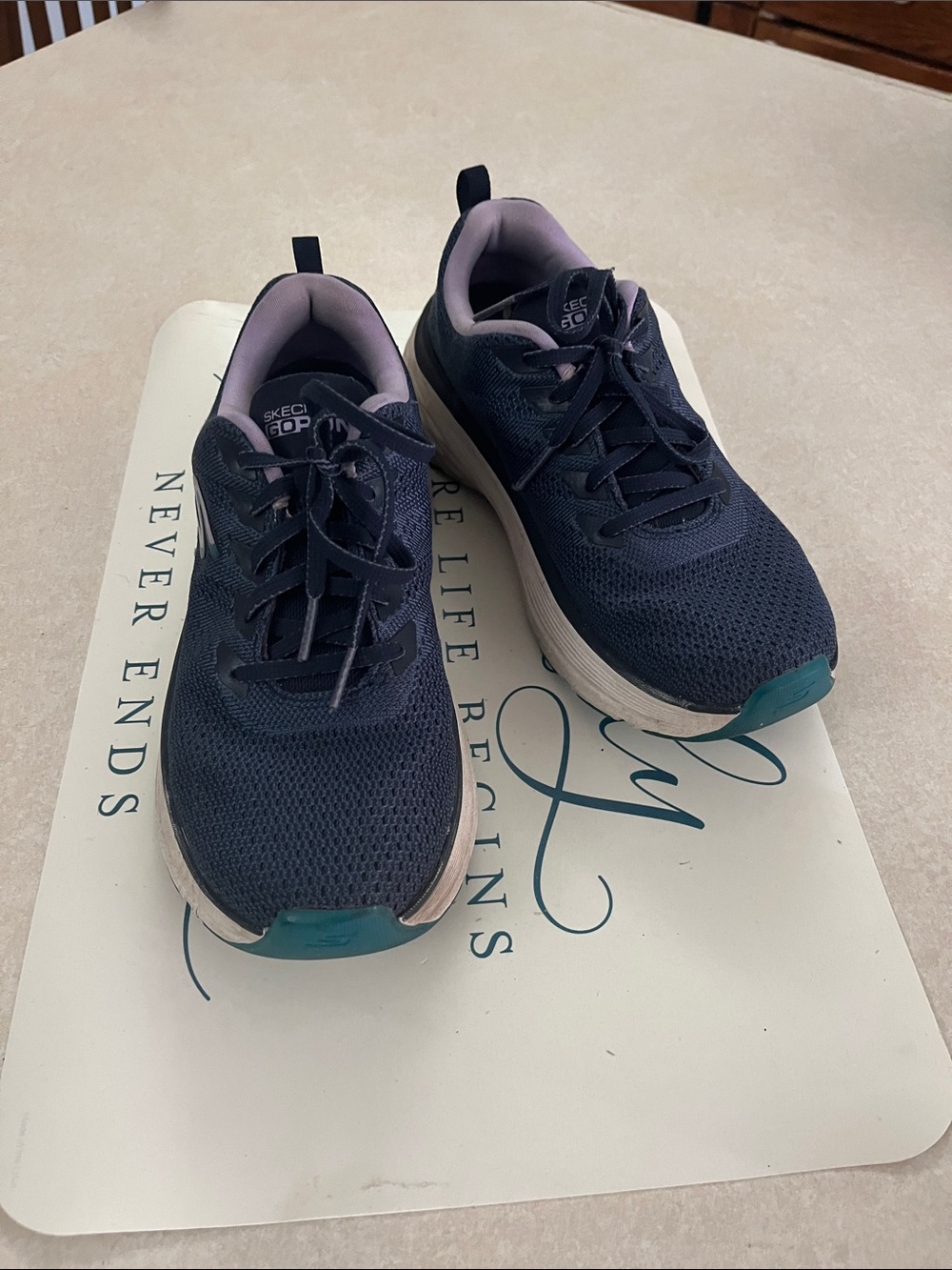 Skechers Navy with Teal Toe Athletic Shoes